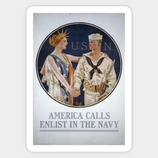 America Calls Enlist in the Navy Sticker